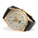 Wristwatch: complicated vintage men's watch, so-called "Triple-Date", pink-gold, Dom Watch Geneve, c