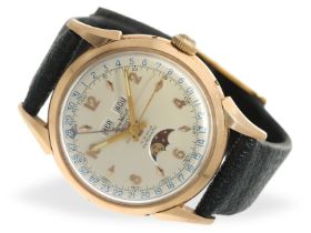 Armbanduhr: komplizierte vintage Herrenuhr, sog. "Triple-Date", Pink-Gold, Dom Watch Geneve, um