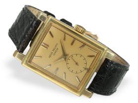 Armbanduhr: seltene große, rechteckige Patek Philippe Ref. 2434, ca. 1949: Ca. 25 × 40 mm, 18K Gold,