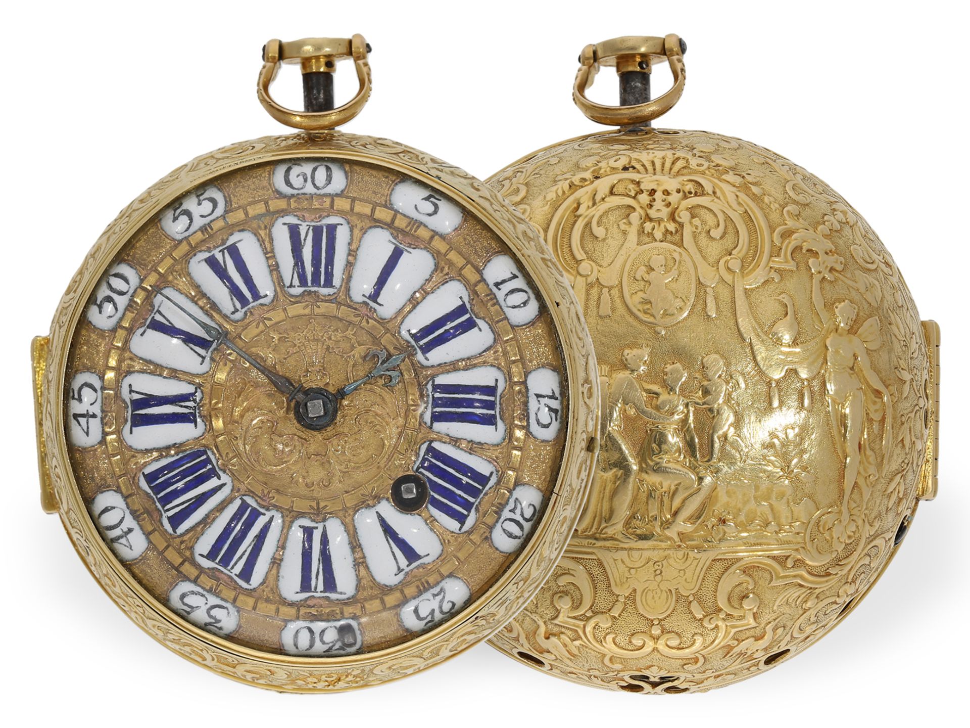 Pocket watch: rarity, gold Oignon with repeater, royal watchmaker Gaudron ca. 1710