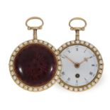Pocket watch: very fine English gold/enamel verge watch with Oriental pearl setting, ca. 1790