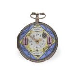 Pocket watch: attractive verge watch with multicoloured enamel dial, Coulin Geneve ca. 1780