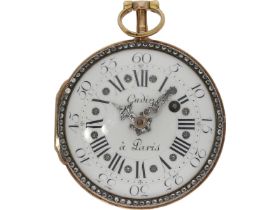 Taschenuhr: Hochfeine, frühe Lepine mit Steinbesatz, bedeutender Uhrmacher Gudin Paris 1750-1789:
