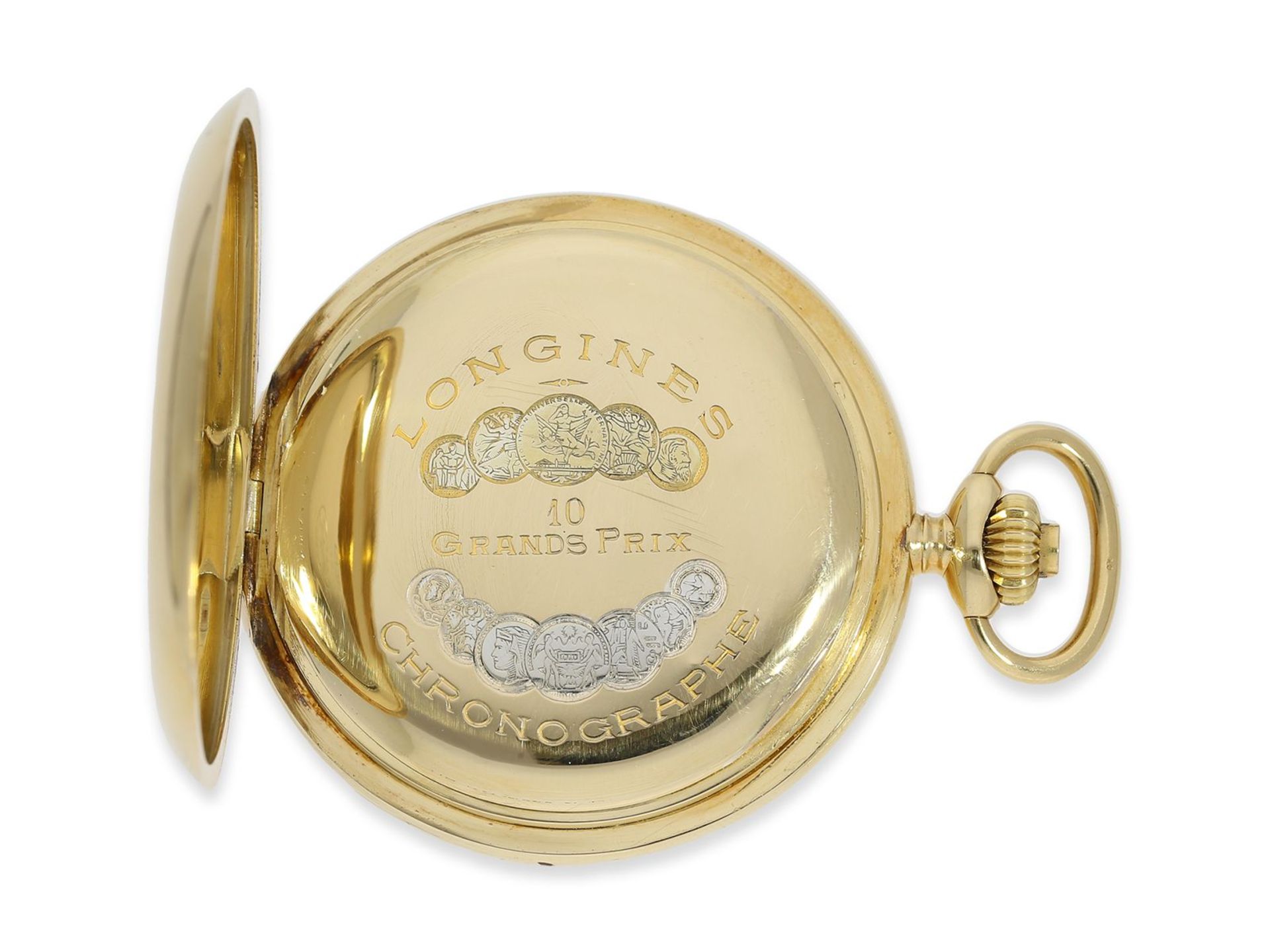 Pocket watch: fine 18K gold doctor's chronograph, Longines, ca. 1915, Ankerchronometer quality - Image 3 of 6