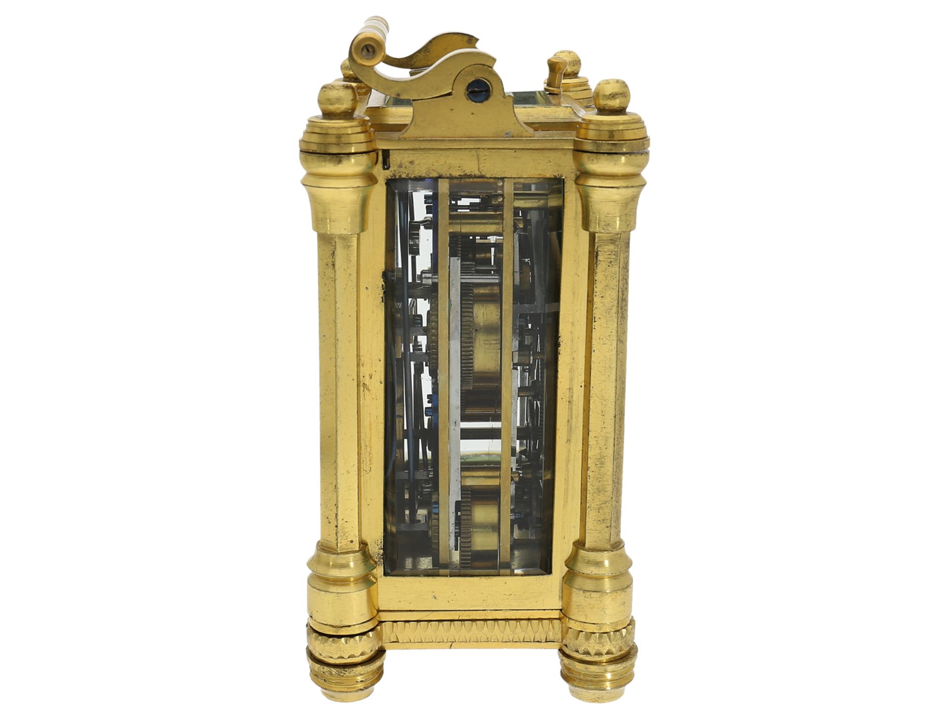 Travel clock: highly complicated, technically interesting travel clock with 4 complications, 19th ce - Image 5 of 6