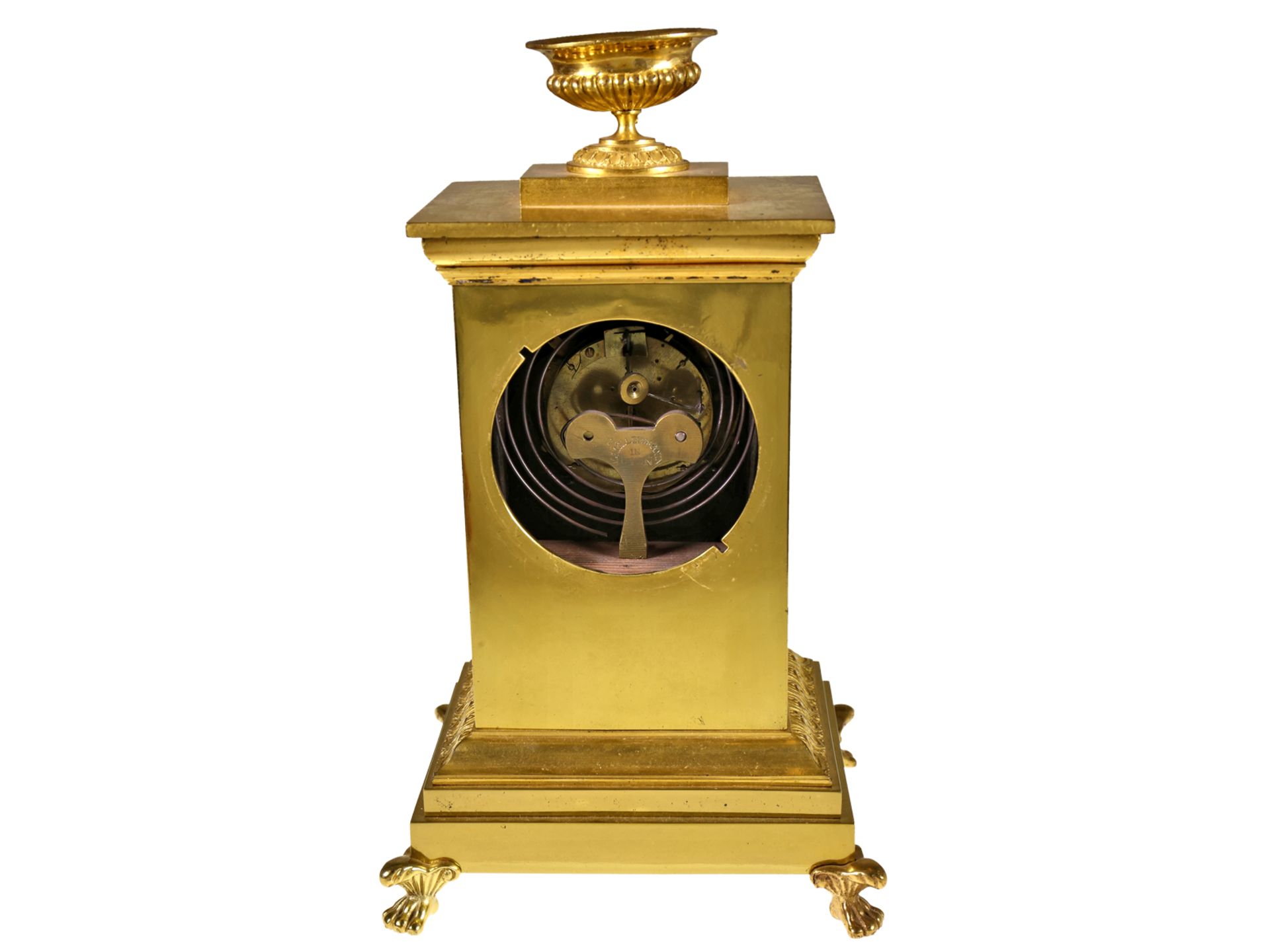 Table clock: decorative fire-gilt bronze clock around 1800, signed Miller Vienna - Image 4 of 4