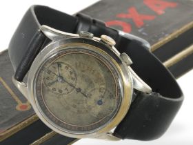 Armbanduhr: seltener, ganz früher Doxa Regulator Chronograph mit Originalbox, ca. 1930: Ca. Ø34,5mm,