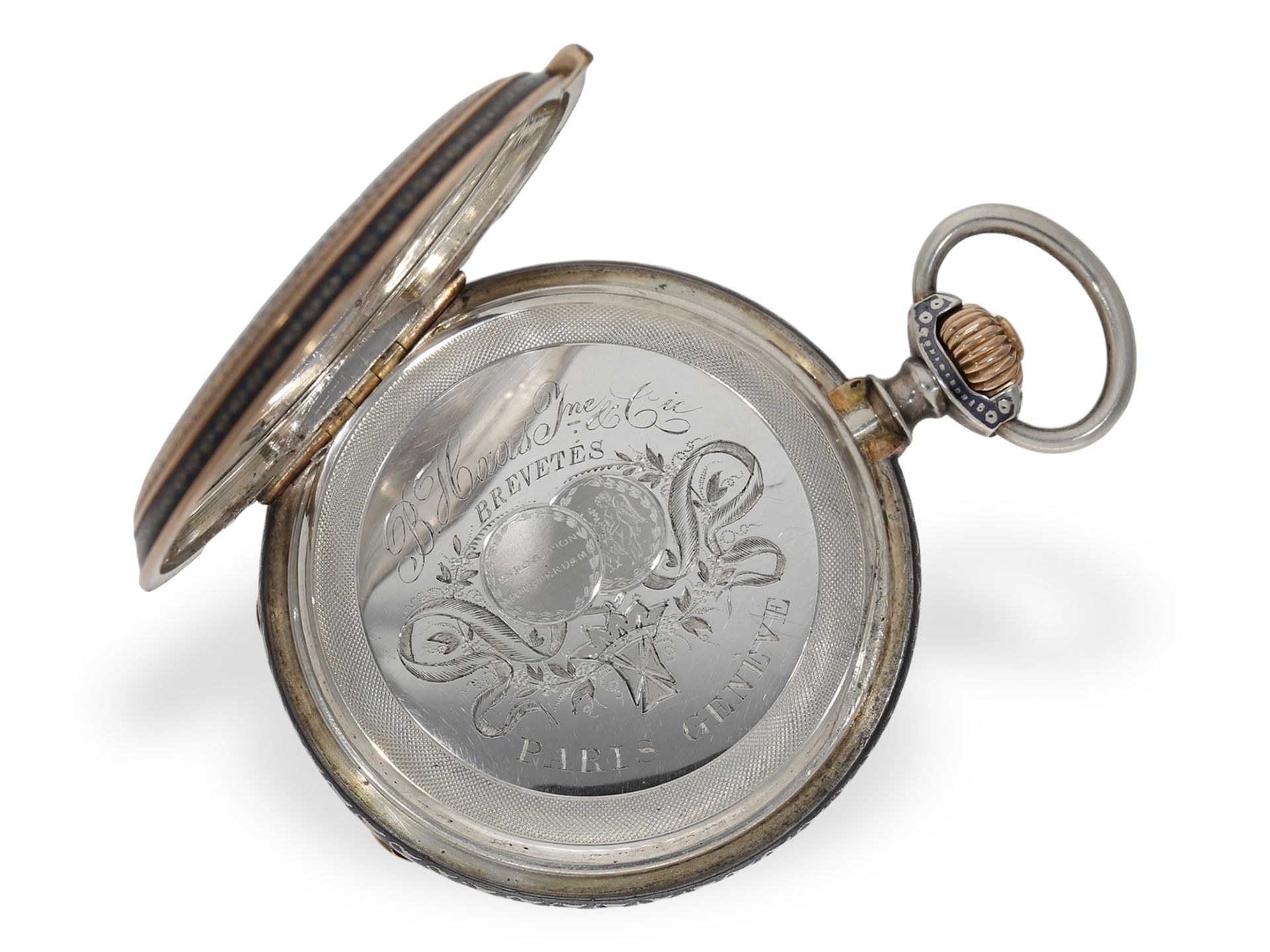 Pocket watch: heavy Geneva Ankerchronometer with splendour case, B. Haas Jeune Paris-Geneve No.16067 - Image 7 of 7