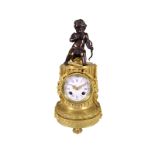 Table clock: French bronze clock, signed Z & CS Paris No. 1122