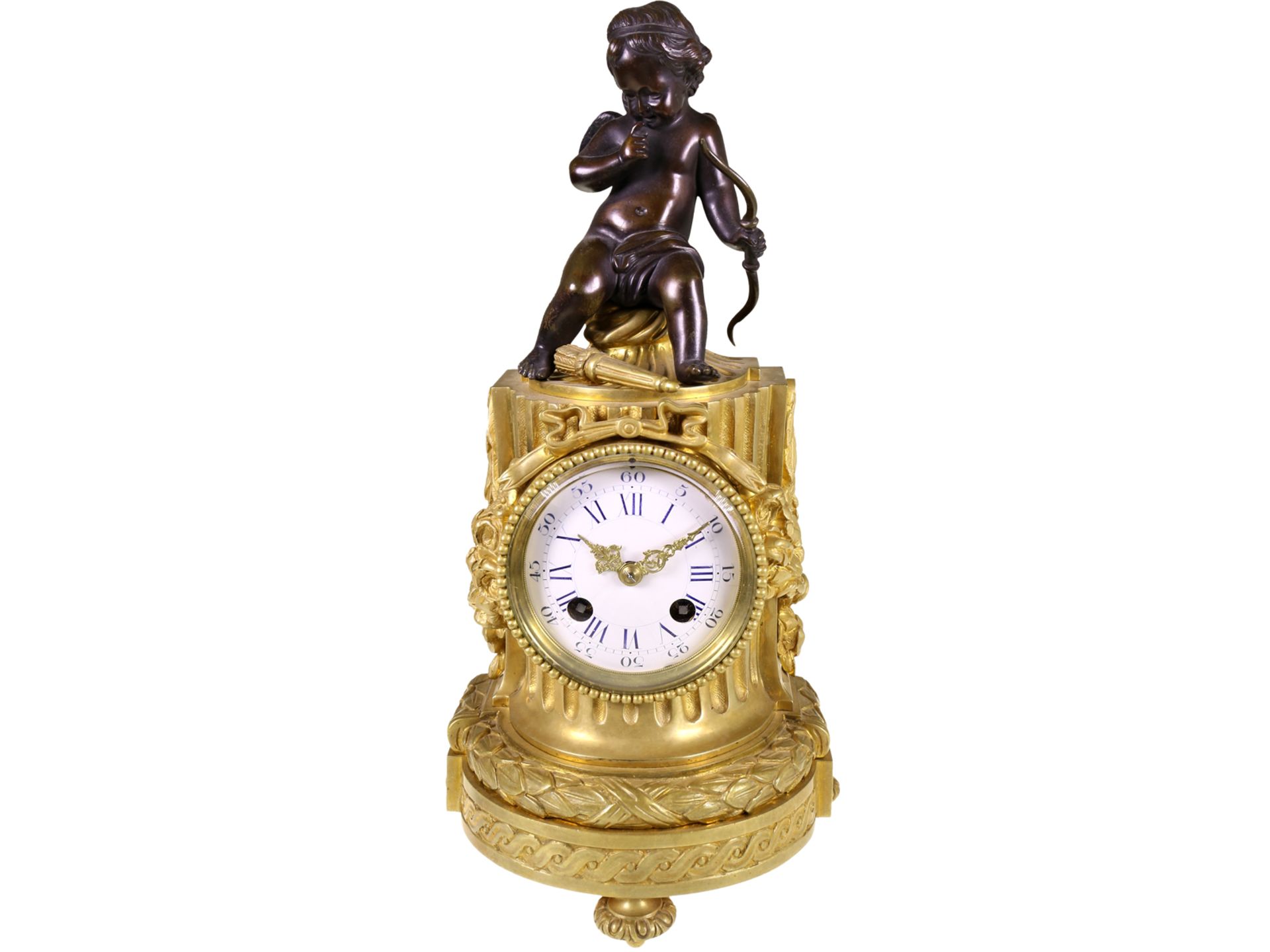 Table clock: French bronze clock, signed Z & CS Paris No. 1122