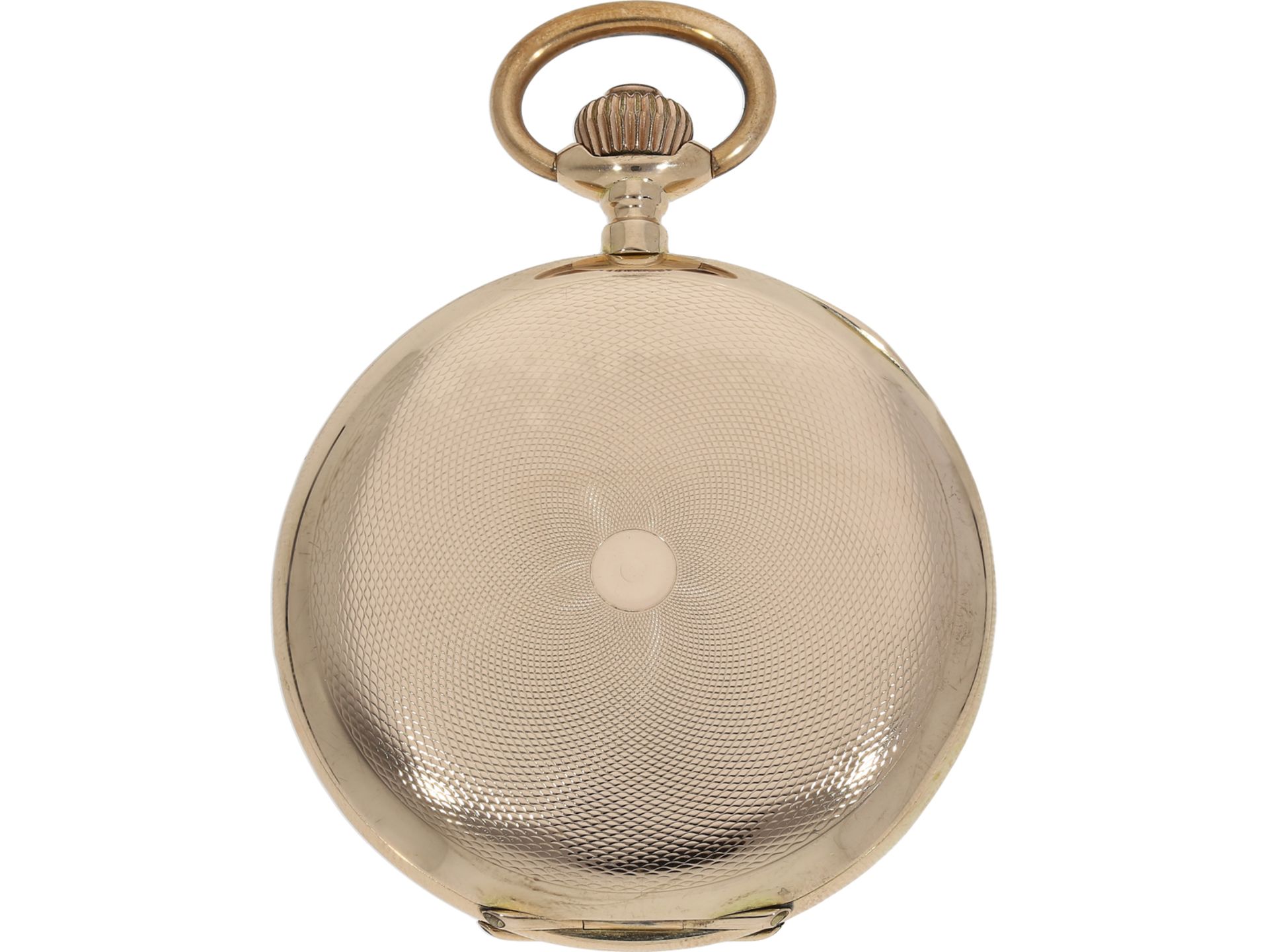 Taschenuhr: Goldsavonnette um 1910, System Glashütte: Ca. Ø 52mm, ca. 90g, 14K Rotgold, Savonnette - Bild 7 aus 7
