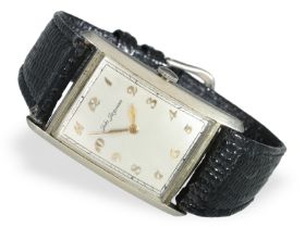 Armbanduhr: sehr seltene, große, weißgoldene Art Deco Herrenuhr, Jules Jürgensen "Curvex", ca. 1930: