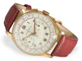 Armbanduhr: großer, wunderbar erhaltener Genfer Chronograph, 18K Rosegold, Baume & Mercier um