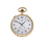 Pocket watch: exceptionally large high-quality Longines chronograph rattrapante with counter, ca. 19