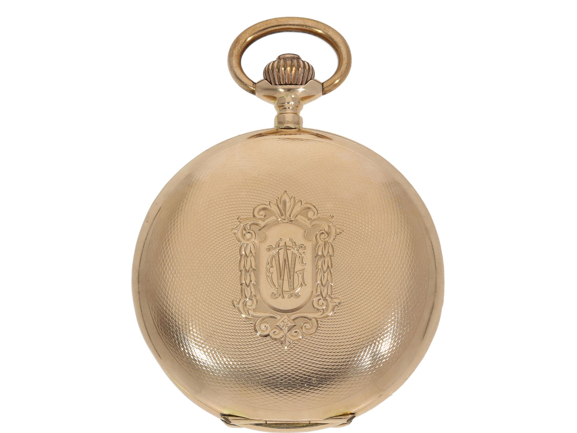 Taschenuhr: Goldsavonnette um 1910, System Glashütte: Ca. Ø 52mm, ca. 90g, 14K Rotgold, Savonnette - Bild 6 aus 7