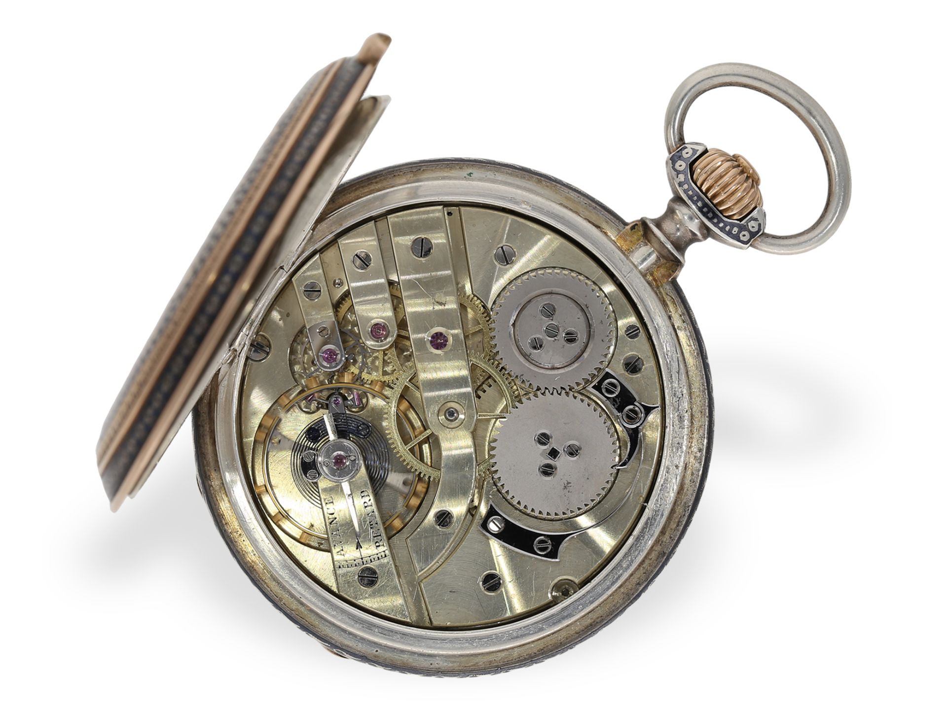Pocket watch: heavy Geneva Ankerchronometer with splendour case, B. Haas Jeune Paris-Geneve No.16067 - Image 4 of 7