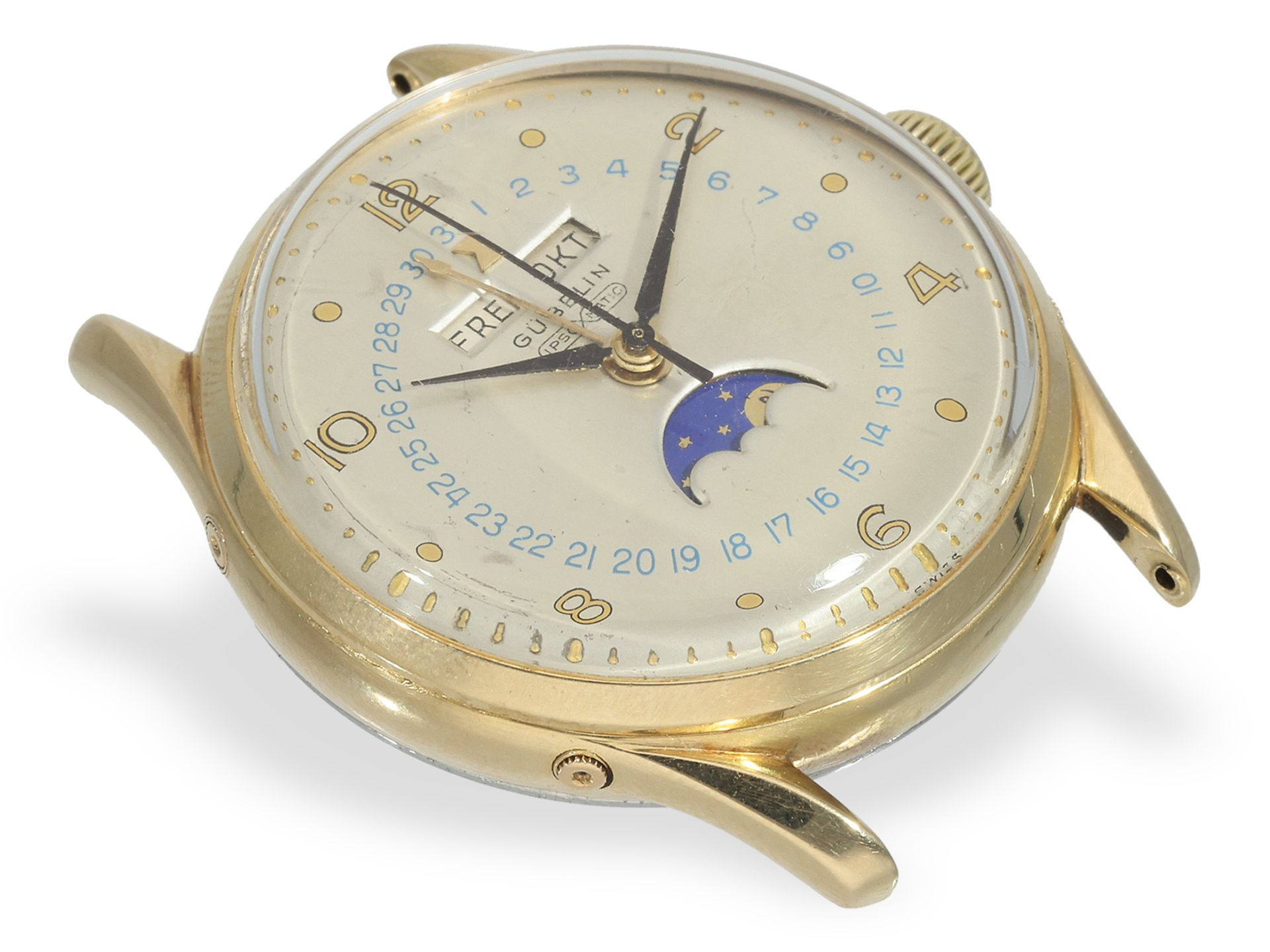 Wristwatch: wanted astronomical vintage Gübelin "Ipso-Matic", ca. 1950 - Image 3 of 8