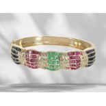 Modern and very attractive multicolour bangle with brilliant-cut diamonds, approx. 4.24ct in total