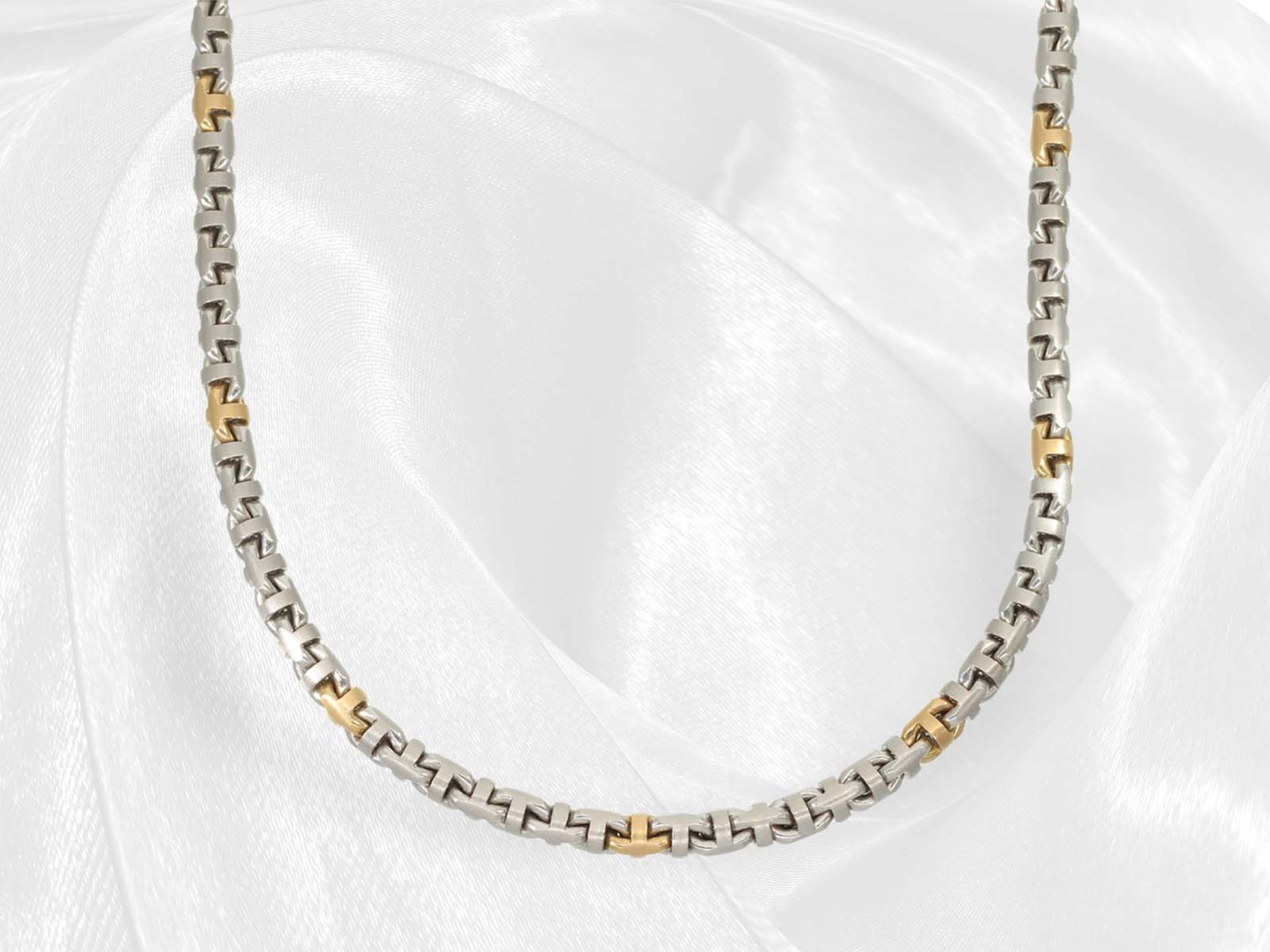 Extremely solid and heavy 18K gold designer bicolour goldsmith necklace, handmade - Image 2 of 3