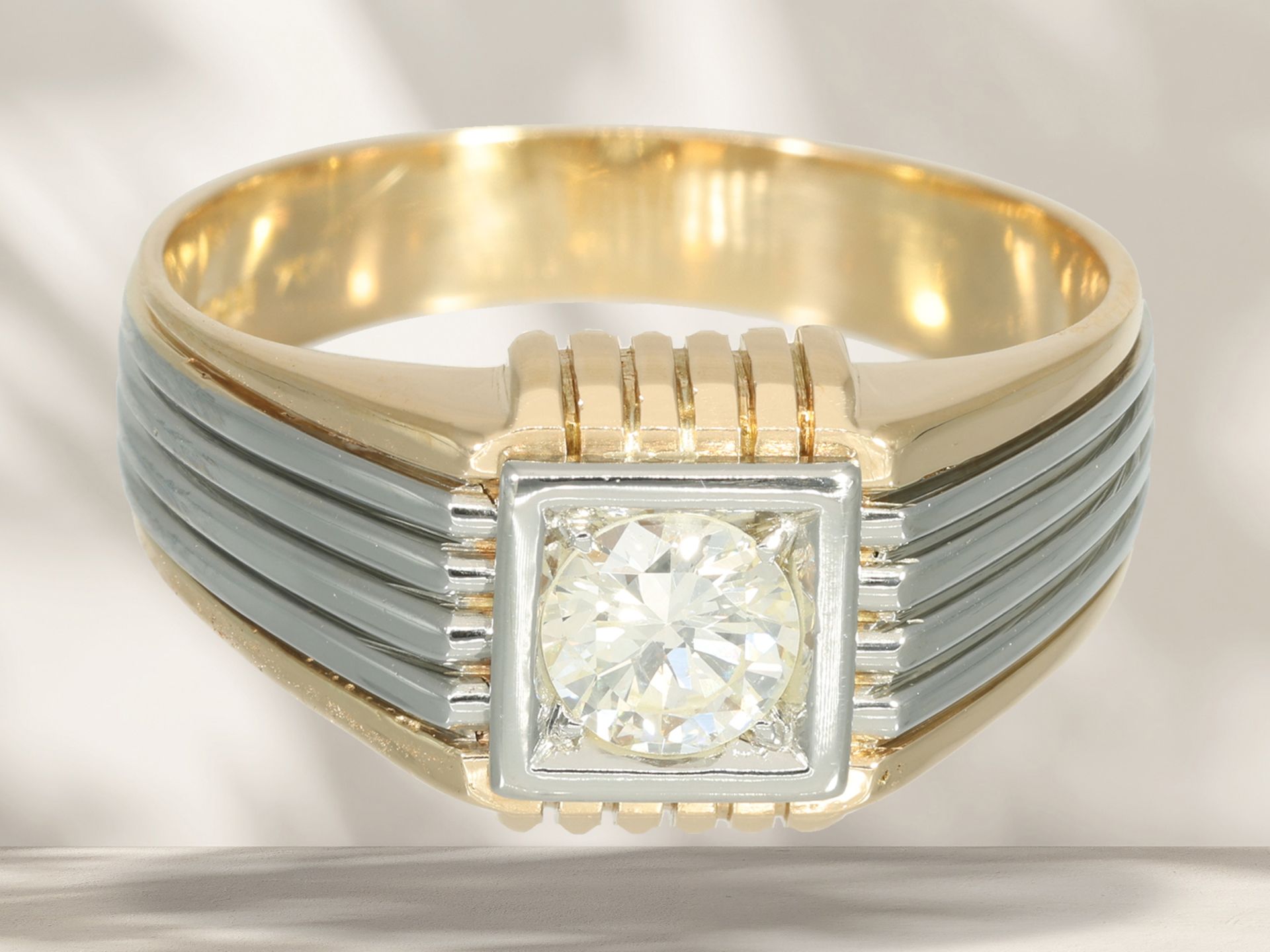 Ring: vintage designer brilliant-cut diamond gold ring, solitaire brilliant-cut diamond of approx. 0 - Image 2 of 5