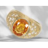 Ring: goldsmith ring with rare, intense orange sapphire (Ceylon Ratnapura), 4.5ct
