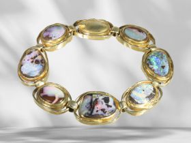 Armband: handgefertigtes, unikates Opal-Goldschmiede-Armband aus 14K Gelbgold