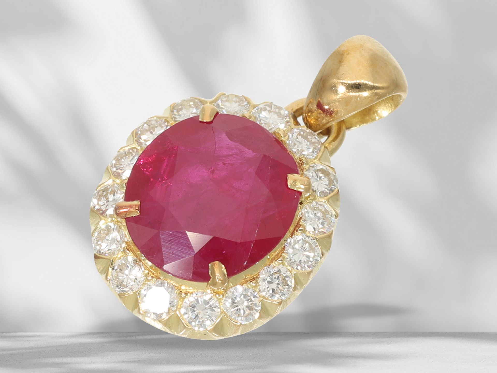 Pendant: vintage ruby/brilliant-cut diamond pendant, ruby approx. 2ct - Image 3 of 3