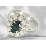 Ring: vintage sapphire/brilliant-cut diamond goldsmith's flower ring