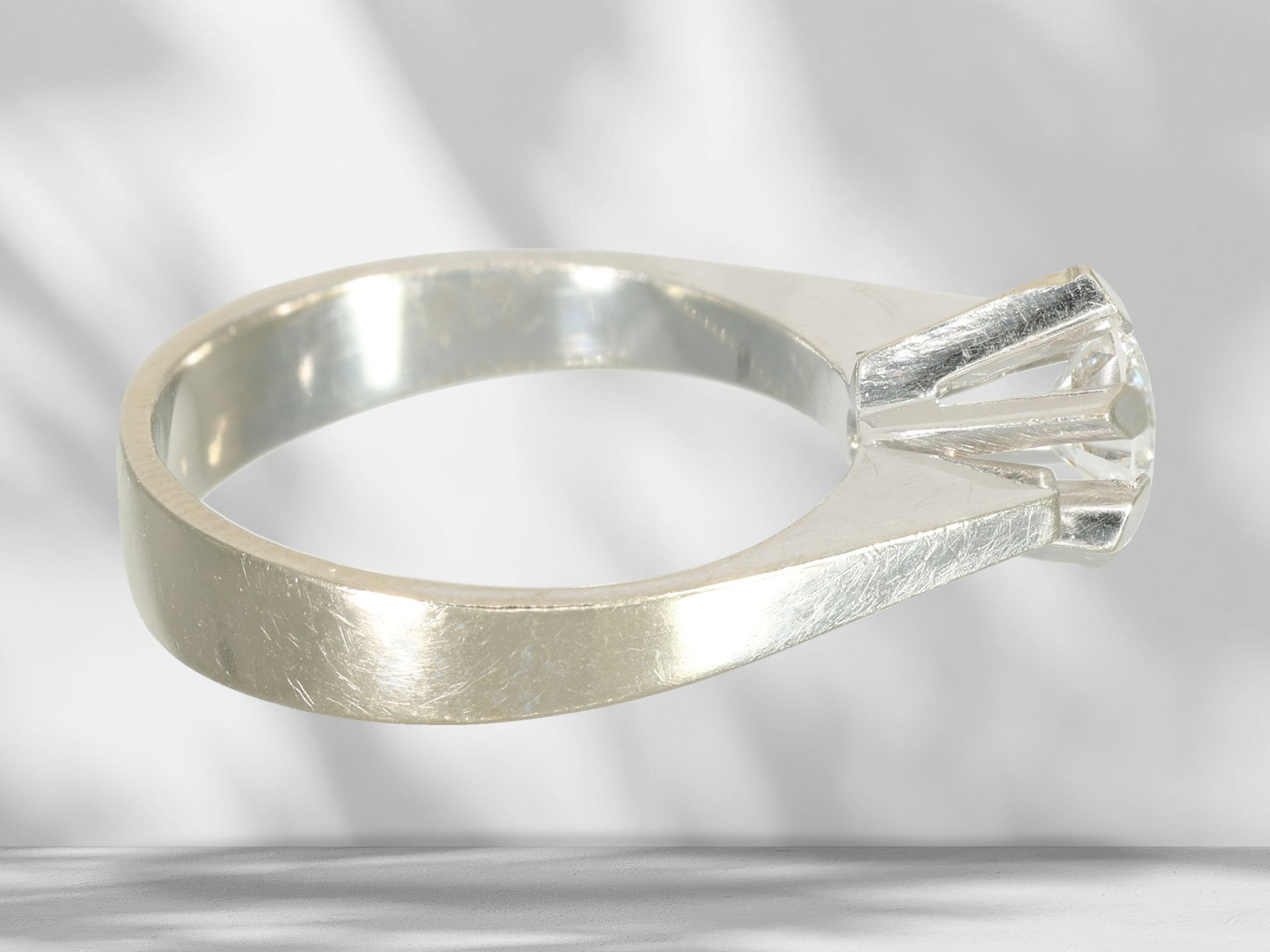 Ring: white gold brilliant-cut diamond solitaire ring, brilliant-cut diamond of approx. 0.48ct - Image 4 of 4