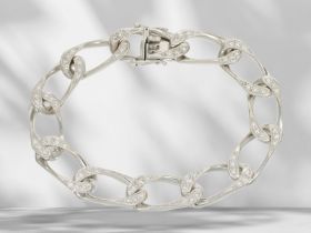 Armband: schweres Weißgoldarmband mit Brillantbesatz, 1ct Top Wesselton/VVS