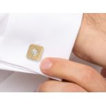 Cufflinks: 1 pair of extremely solid antique cufflinks with Old European cut diamonds, 18K gold