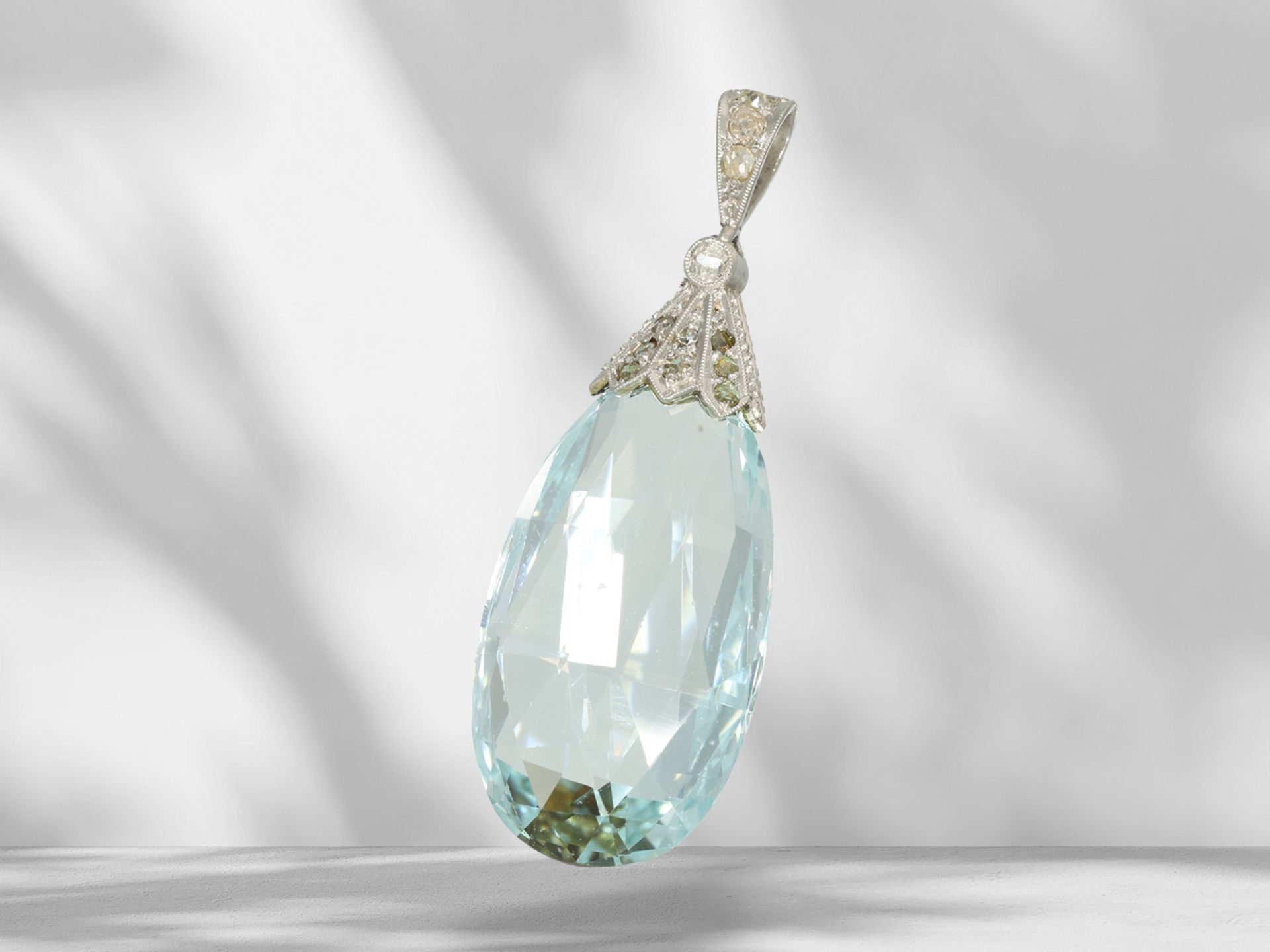 Pendant: very beautiful drop aquamarine/diamond pendant, approx. 20ct - Image 5 of 5