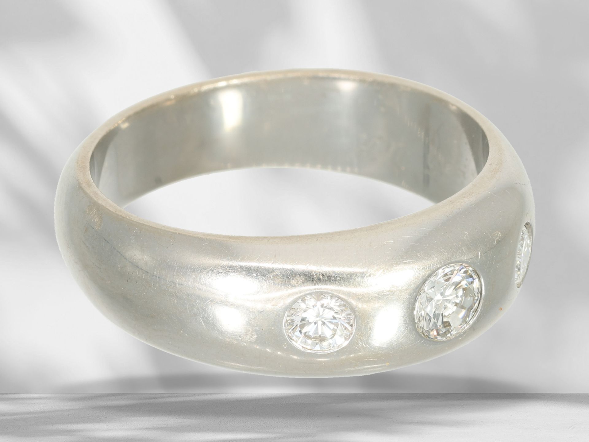 Ring: white gold, very solidly crafted band ring set with brilliant-cut diamonds, approx. 0.62ct - Image 2 of 4
