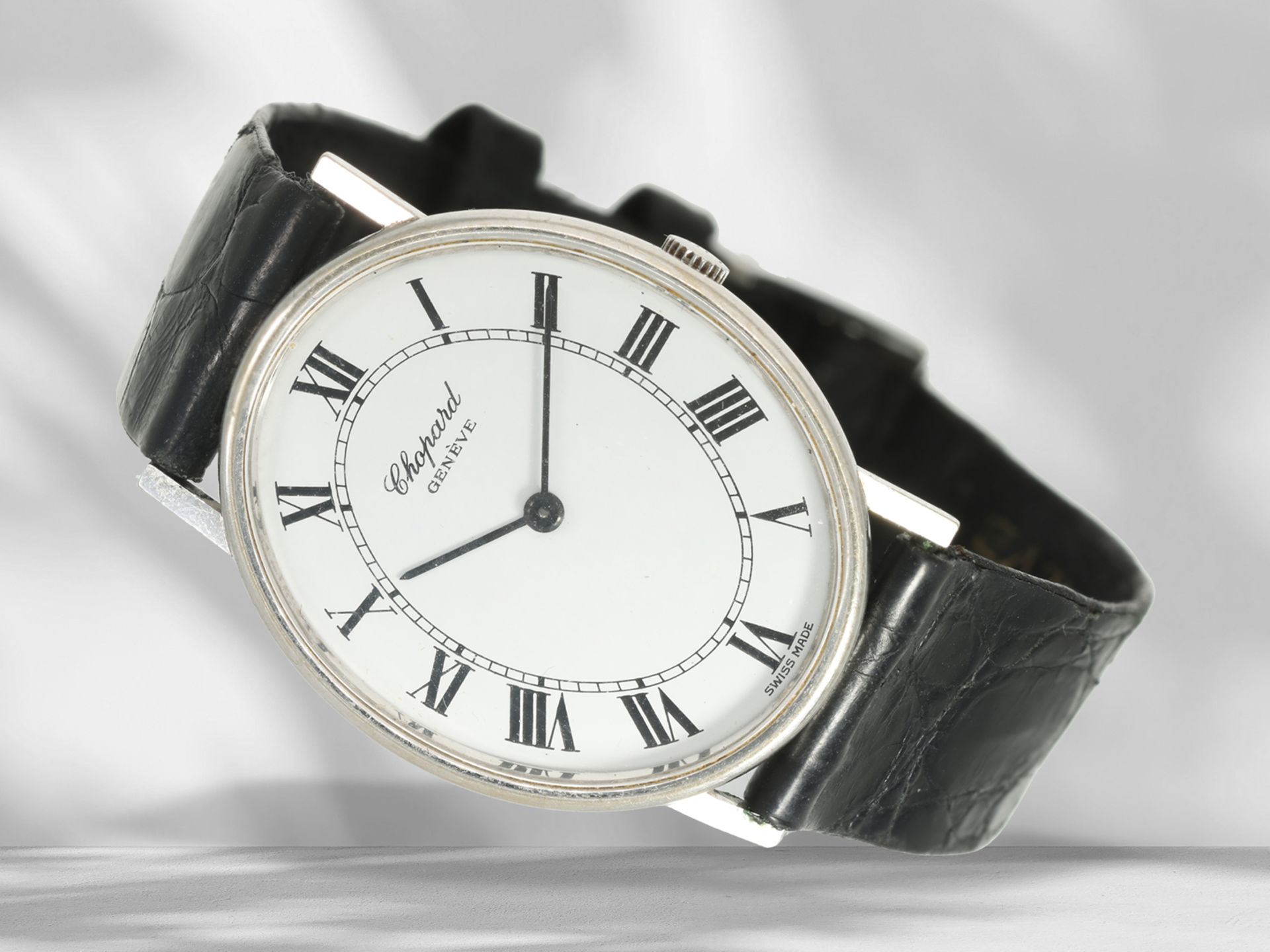 Wristwatch: high-quality and formerly expensive vintage men's watch by Chopard, Ref: 2023, 18K white