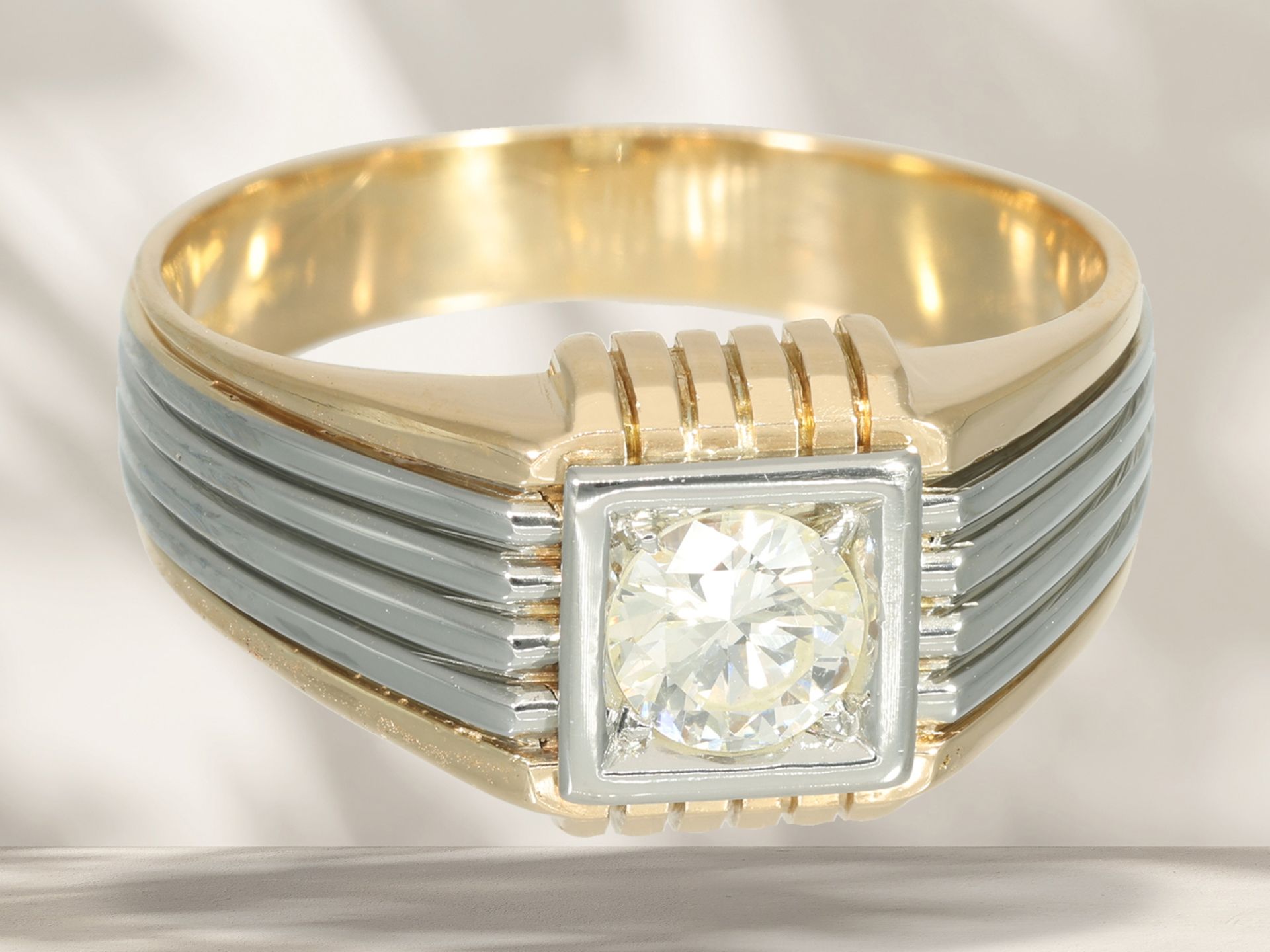 Ring: vintage designer brilliant-cut diamond gold ring, solitaire brilliant-cut diamond of approx. 0 - Image 4 of 5