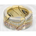Highly refined designer goldsmith's work by Bucherer, ladies' ring model "Swan River", pink and whit
