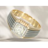 Ring: vintage designer brilliant-cut diamond gold ring, solitaire brilliant-cut diamond of approx. 0