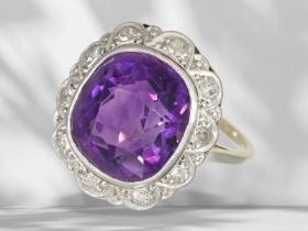 Ring: antiker Amethyst/Diamant-Goldschmiedering