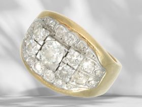 Ring: solider vintage Goldschmiedering mit Altschliff-Diamanten, ca. 2,31ct