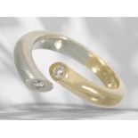 Ring: modern bicolour/designer/goldsmith ring set with brilliant-cut diamonds, approx. 0.1ct