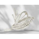 Brooch/pin: large, white gold vintage brilliant-cut diamond/diamond bow brooch, approx. 2.2ct