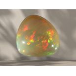 Opal: exceptionally large and beautiful drop opal with a fine play of colours, 40.64ct, report