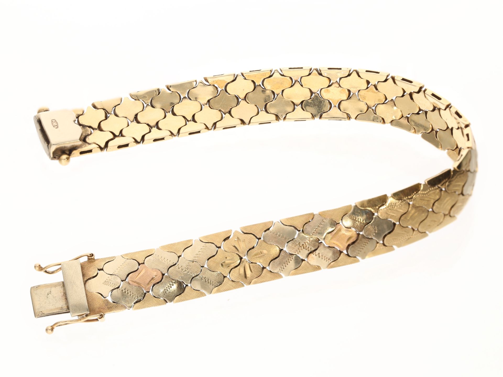 Armband: sehr schönes vintage Tricolor-Goldschmiedearmband - Bild 2 aus 3