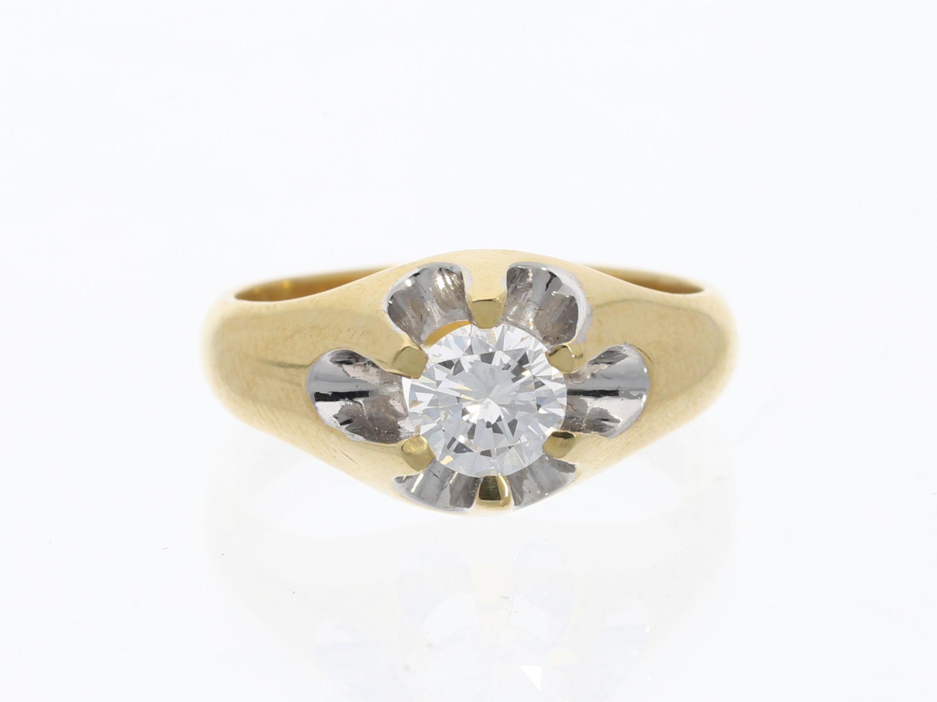 Vintage Solitär-Brillant-Goldschmiedering, Top Wesselton Brillant von 1,08ct, incl. DPL-Expertise