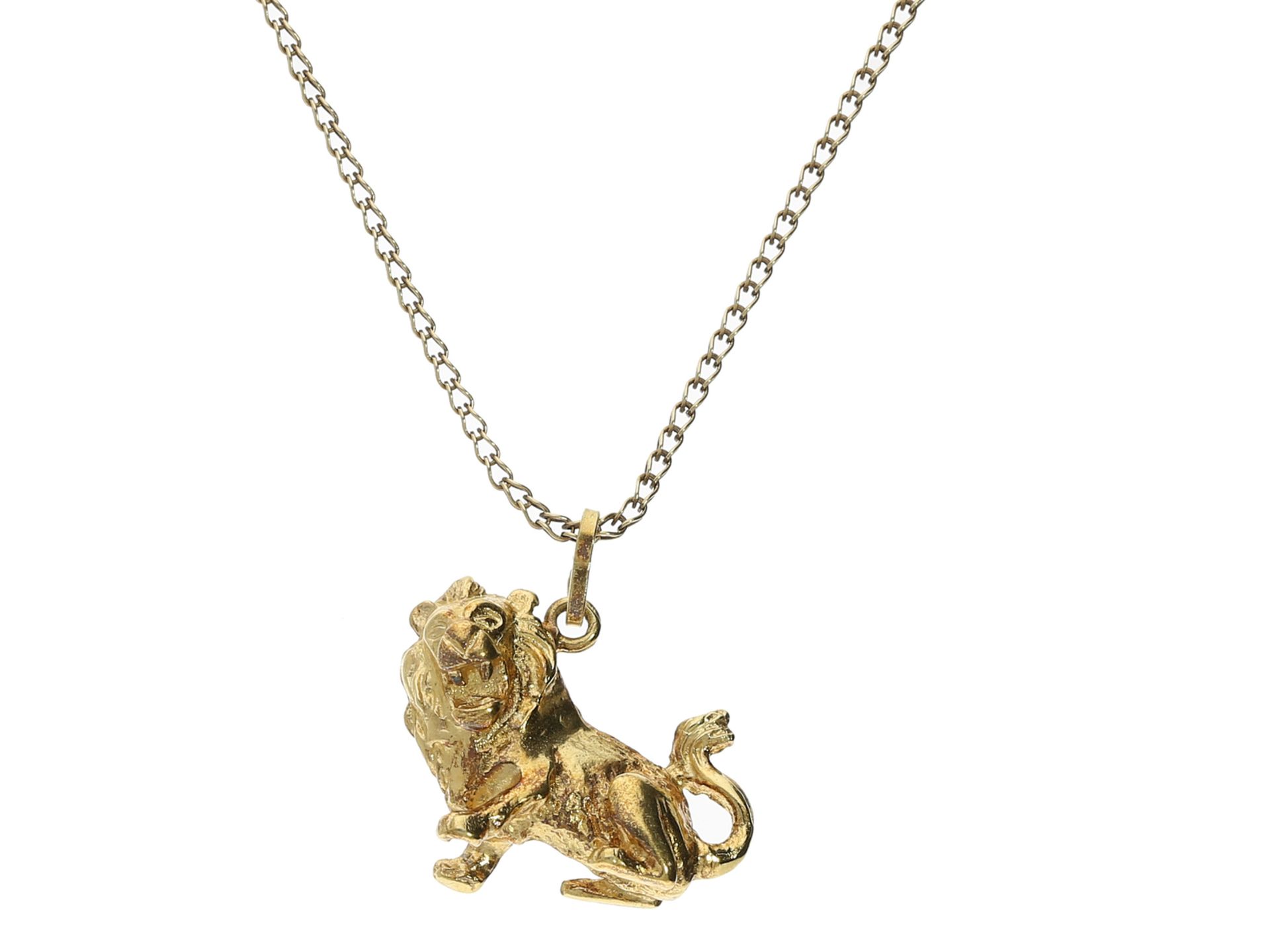 Kette/Collier: feine Goldkette mit Löwen-Anhänger - Bild 2 aus 2