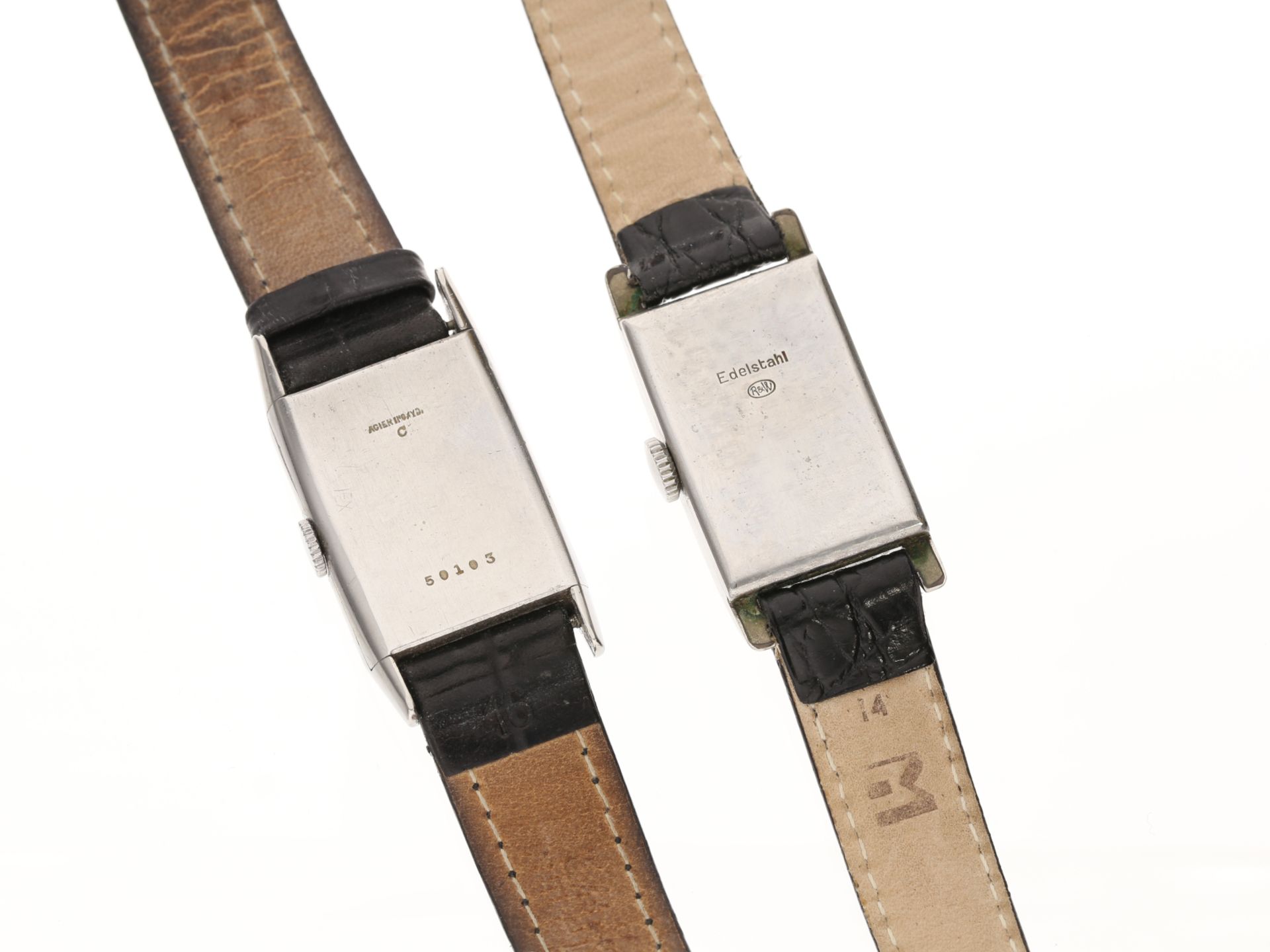 Konvolut aus 2 Art déco Armbanduhren aus Edelstahl - Image 2 of 2