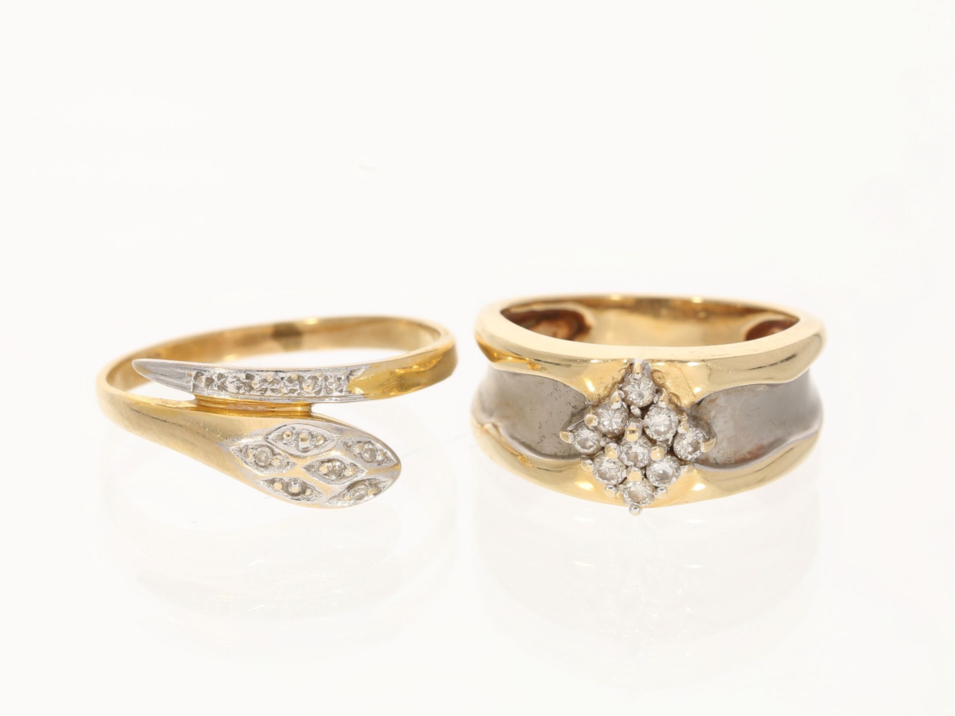 Ring: Konvolut aus 2 Brillant/Diamant-Goldschmiederingen