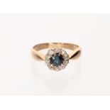 Ring: Schöner antiker Saphir/Diamant-Goldschmiedering