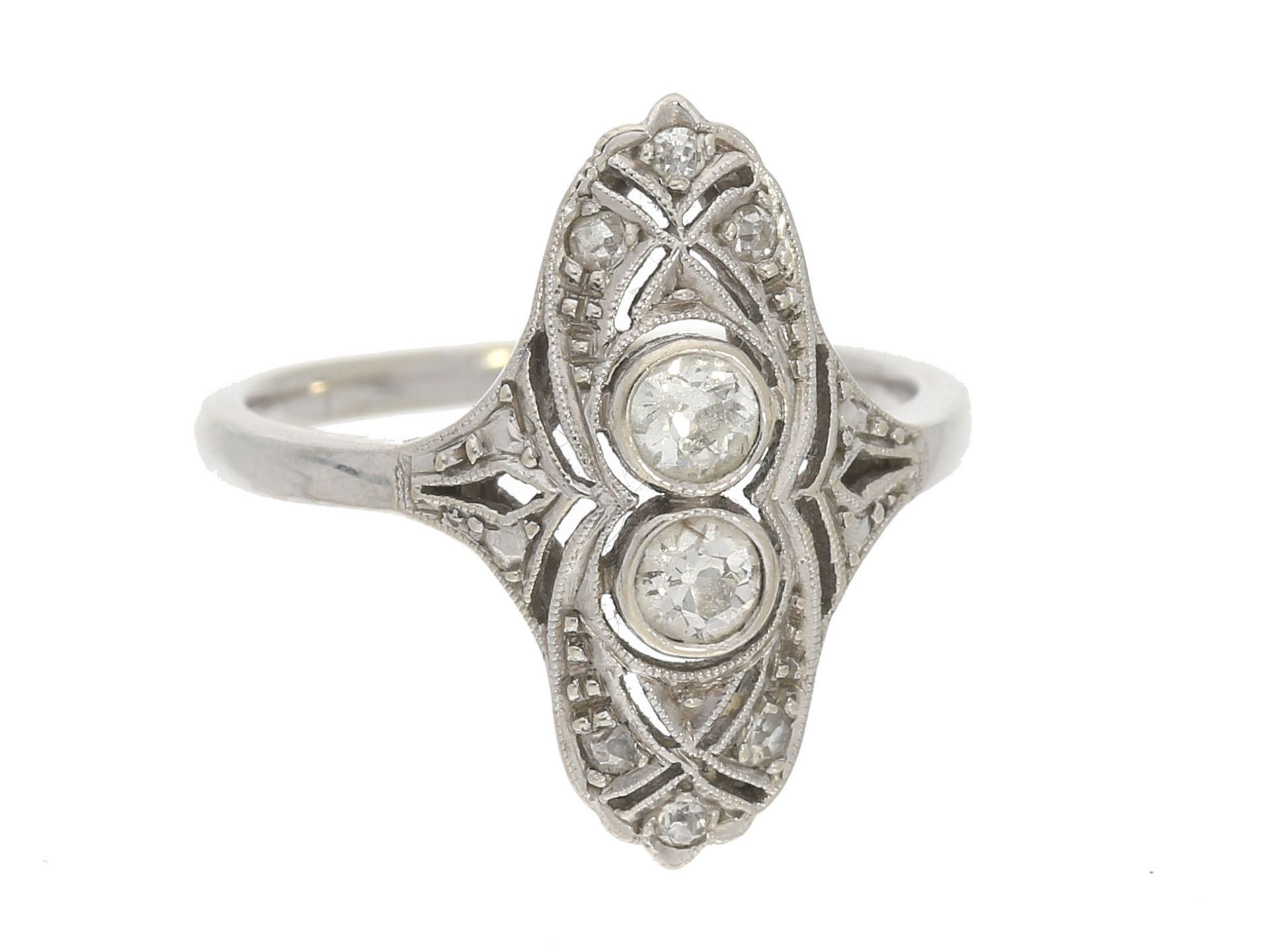 Ring: antiker Goldschmiedering mit Altschliffdiamanten
