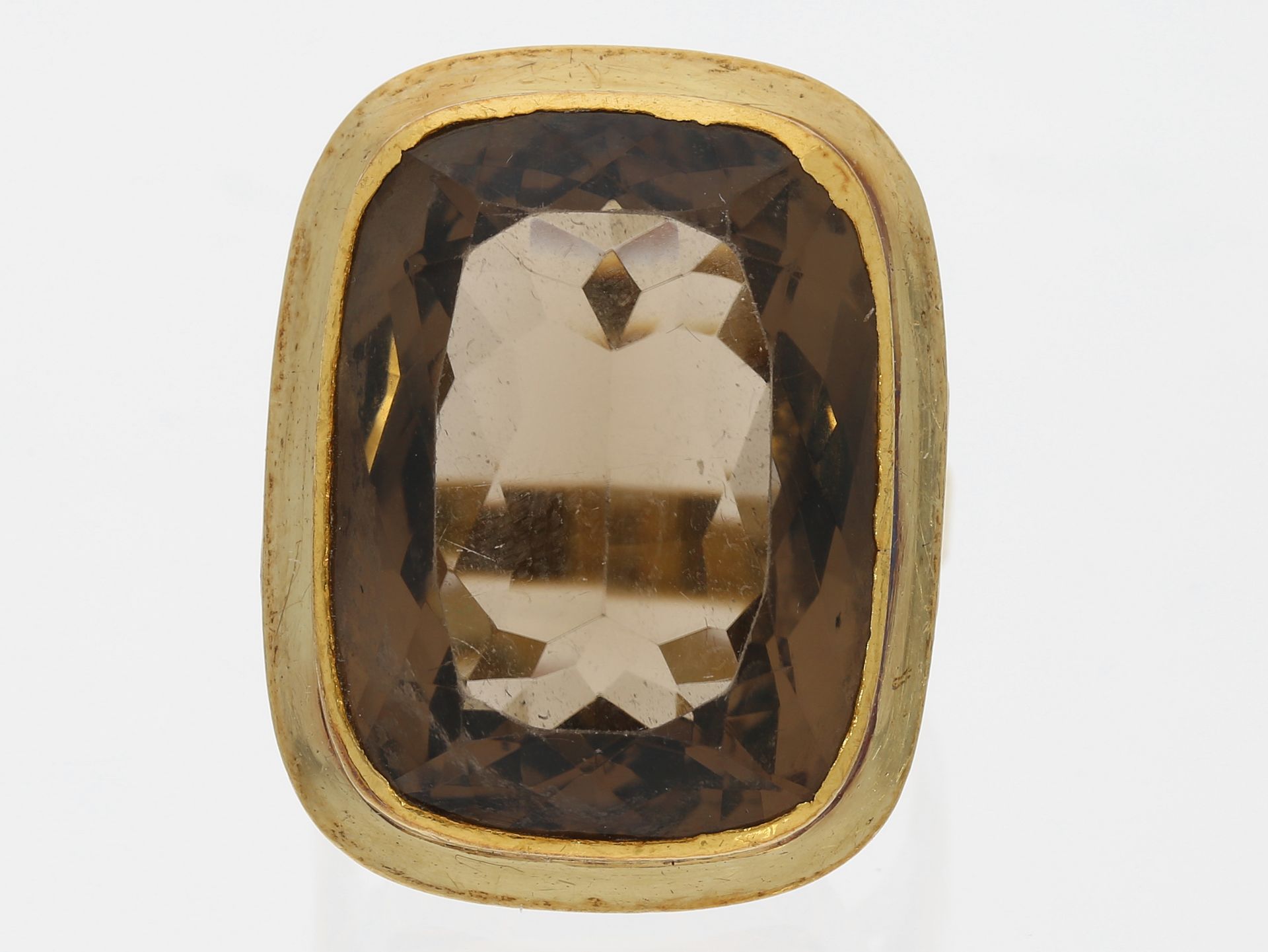 Ring: schöner, handgearbeiteter vintage Goldschmiedering mit großem Rauchquarz - Image 3 of 3